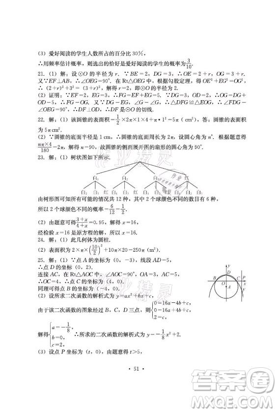 光明日?qǐng)?bào)出版社2021大顯身手素質(zhì)教育單元測(cè)評(píng)卷數(shù)學(xué)九年級(jí)全一冊(cè)湘教版答案