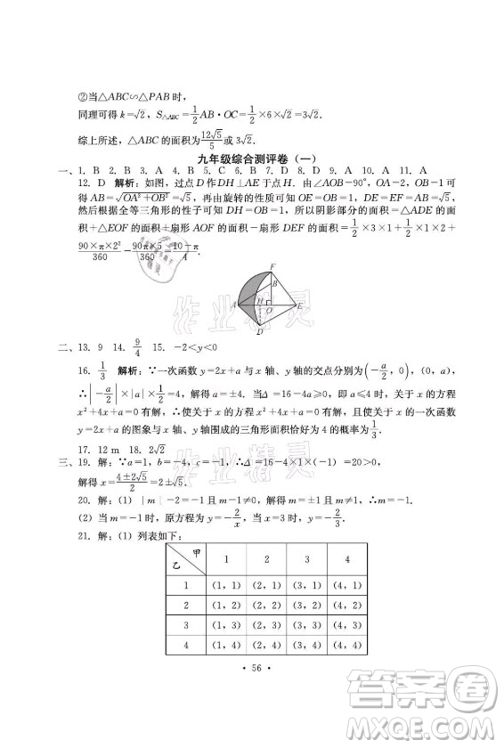 光明日?qǐng)?bào)出版社2021大顯身手素質(zhì)教育單元測(cè)評(píng)卷數(shù)學(xué)九年級(jí)全一冊(cè)湘教版答案