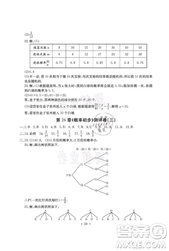 光明日?qǐng)?bào)出版社2021大顯身手素質(zhì)教育單元測(cè)評(píng)卷數(shù)學(xué)九年級(jí)全一冊(cè)滬科版答案