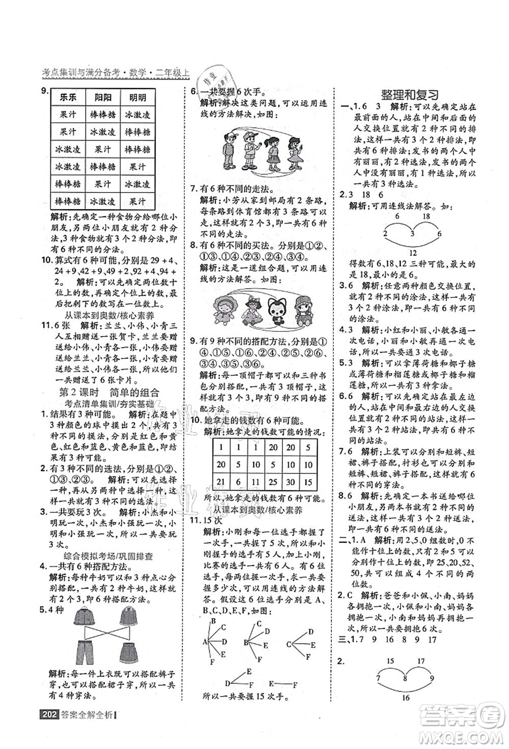 黑龍江教育出版社2021考點集訓(xùn)與滿分備考二年級數(shù)學(xué)上冊人教版答案