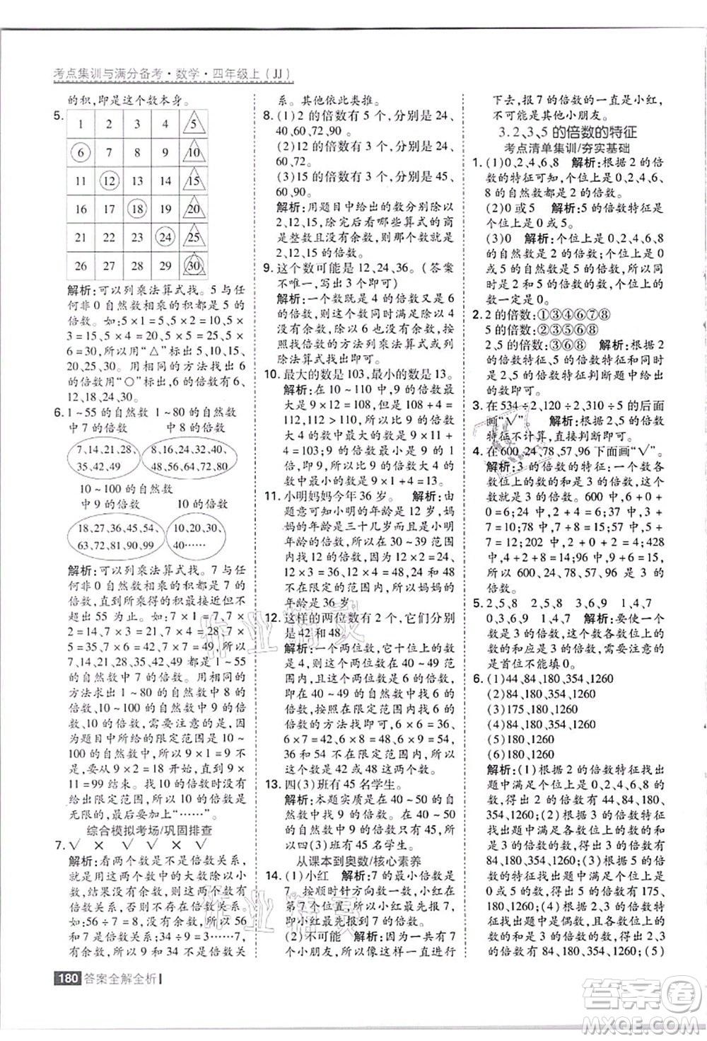 黑龍江教育出版社2021考點(diǎn)集訓(xùn)與滿分備考四年級數(shù)學(xué)上冊JJ冀教版答案