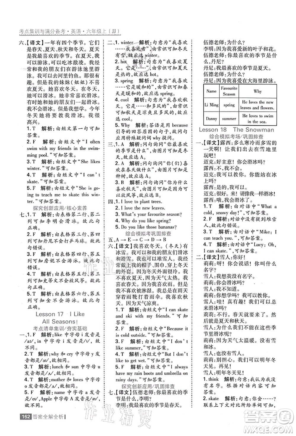 黑龍江教育出版社2021考點(diǎn)集訓(xùn)與滿分備考六年級英語上冊JJ冀教版答案