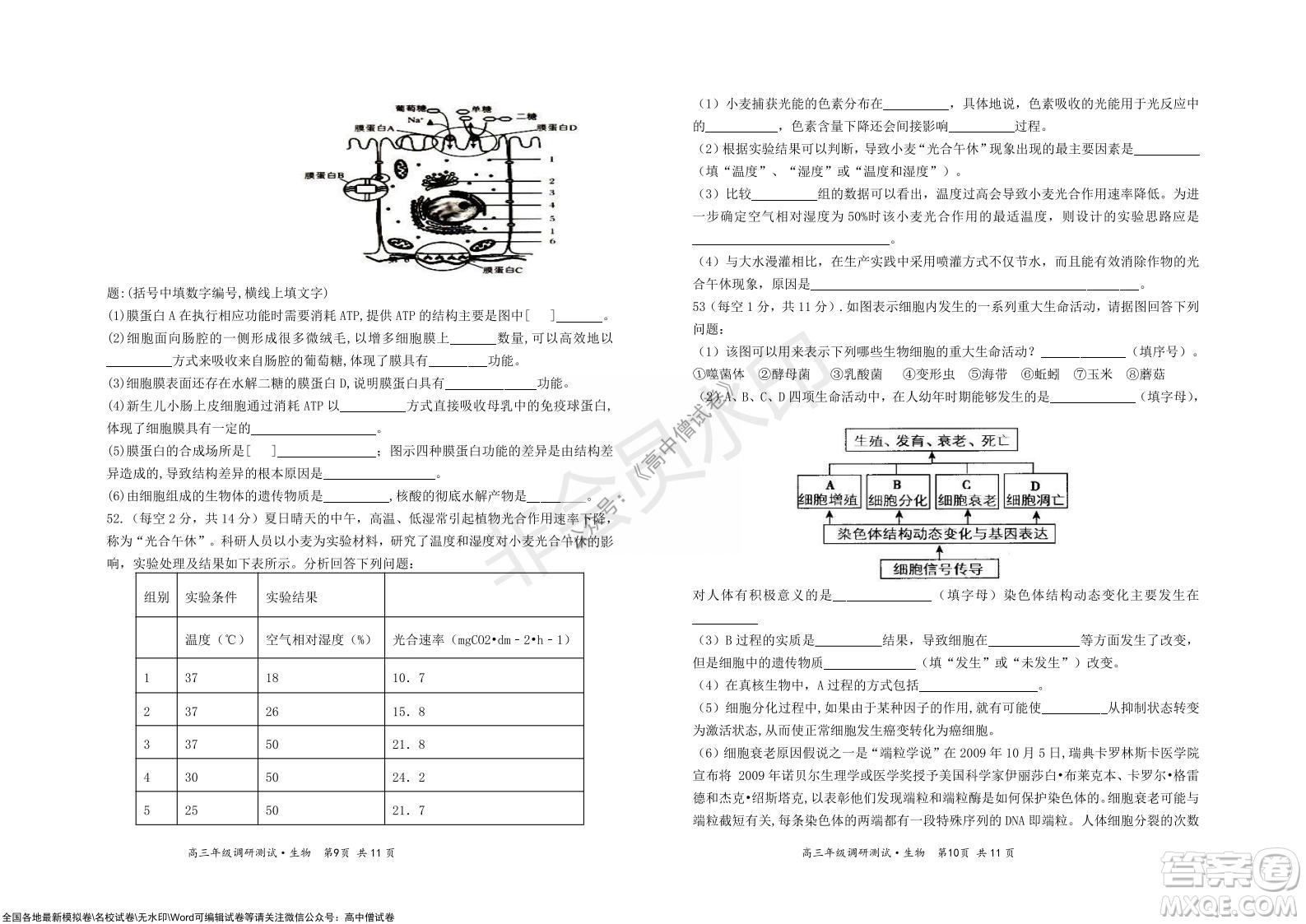 懷仁市2021-2022學(xué)年度上學(xué)期期中教學(xué)質(zhì)量調(diào)研測試生物試題及答案