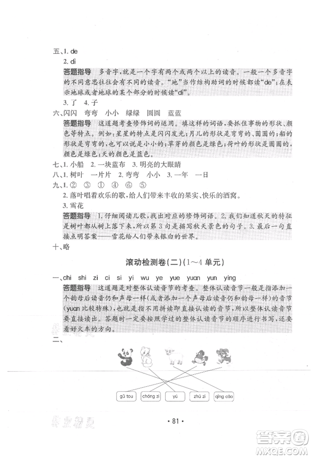 江西高校出版社2021金太陽(yáng)教育小卷霸19套一年級(jí)語(yǔ)文上冊(cè)人教版參考答案