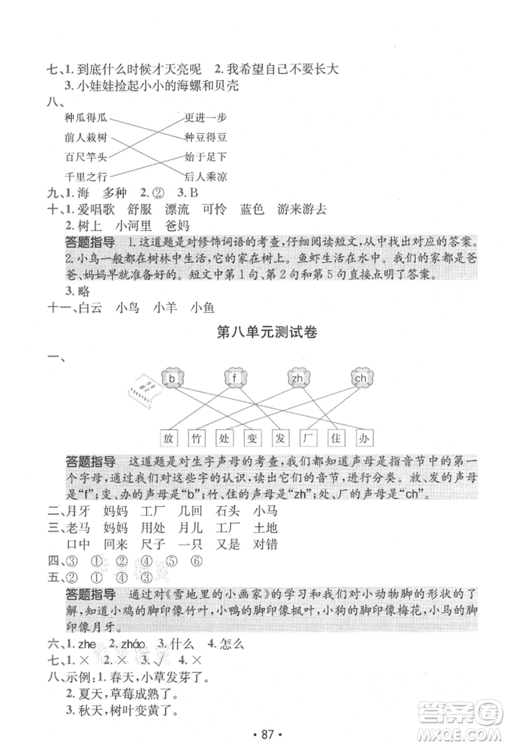 江西高校出版社2021金太陽(yáng)教育小卷霸19套一年級(jí)語(yǔ)文上冊(cè)人教版參考答案