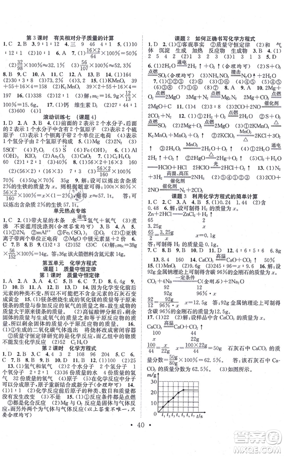 合肥工業(yè)大學(xué)出版社2021七天學(xué)案學(xué)練考九年級化學(xué)上冊RJ人教版答案