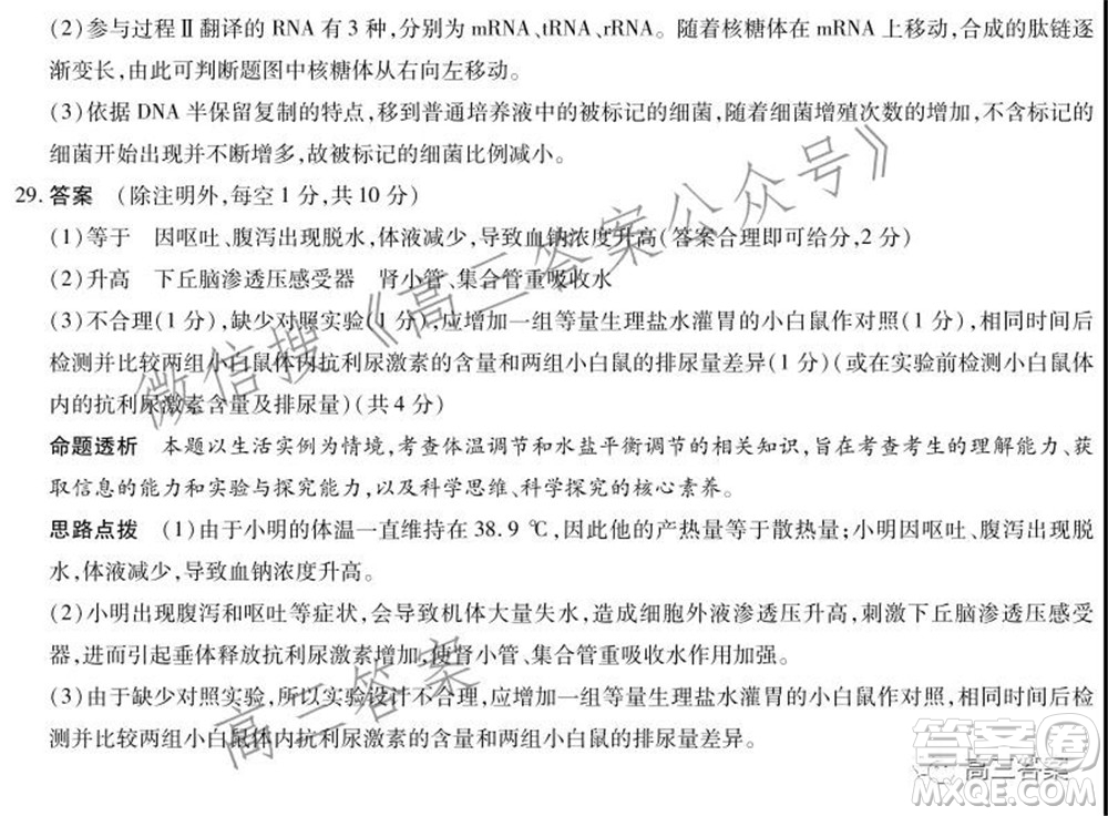 天一大聯(lián)考2021-2022學(xué)年高三年級(jí)上學(xué)期期中考試生物試題及答案