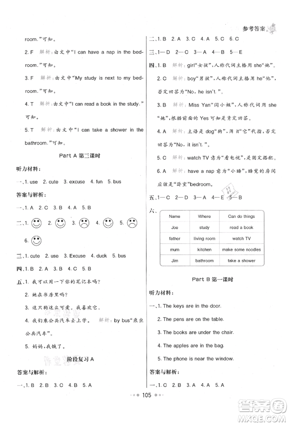 河北教育出版社2021小學(xué)霸七彩練霸四年級英語上冊人教版參考答案