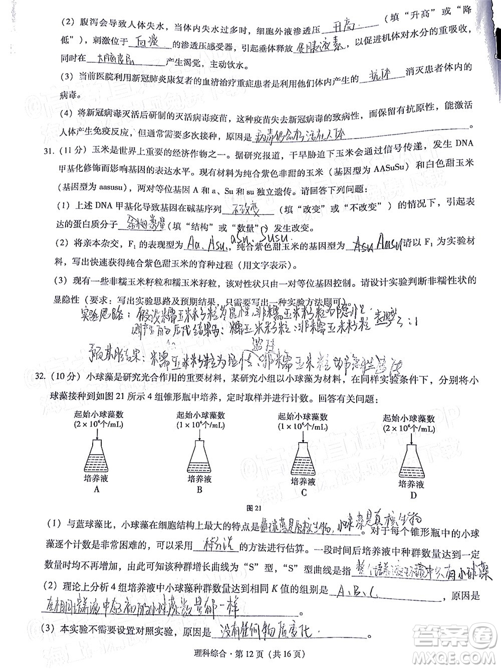 貴陽(yáng)市五校2022屆高三年級(jí)聯(lián)合考試三理科綜合試題及答案