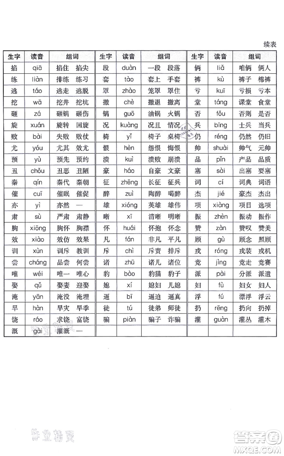 河北教育出版社2021七彩課堂四年級語文上冊人教版廣西專版答案