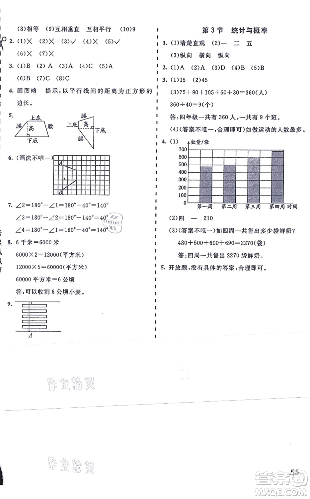 河北教育出版社2021七彩課堂四年級(jí)數(shù)學(xué)上冊(cè)人教版答案