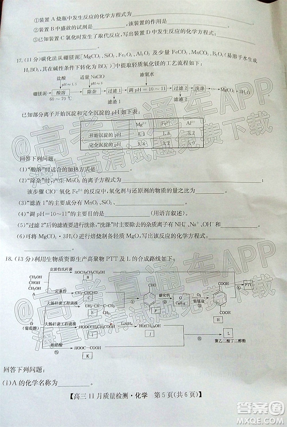 2022屆九師聯(lián)盟高三11月質量檢測化學試題及答案