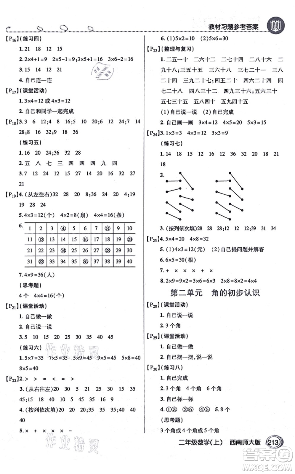 開(kāi)明出版社2021倍速學(xué)習(xí)法二年級(jí)數(shù)學(xué)上冊(cè)西南師大版答案