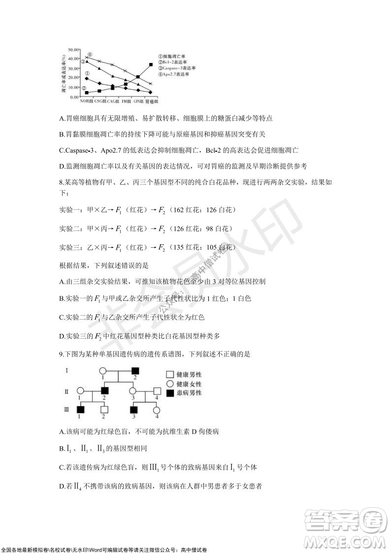 長沙一中深圳實驗學校2022屆高三聯考生物試題及答案