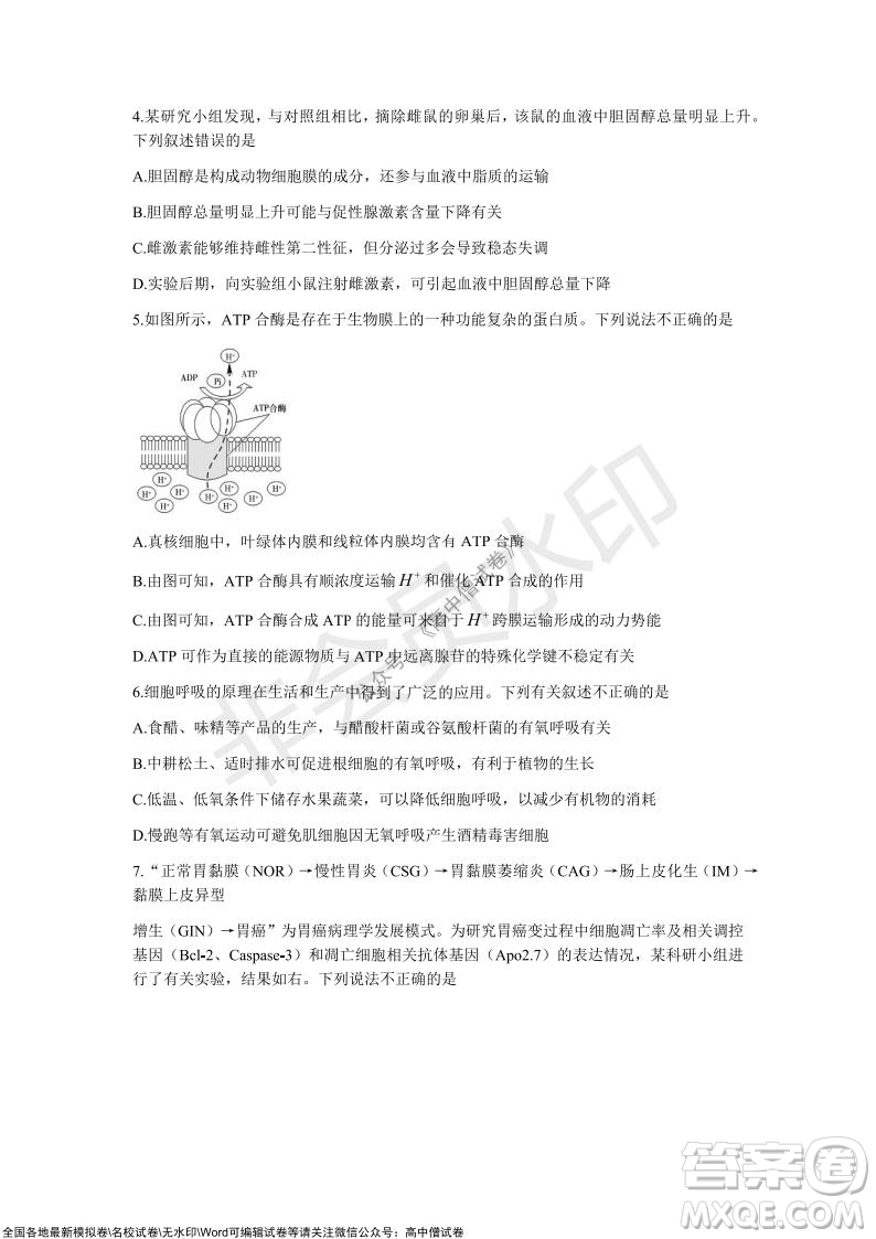 長沙一中深圳實驗學校2022屆高三聯考生物試題及答案