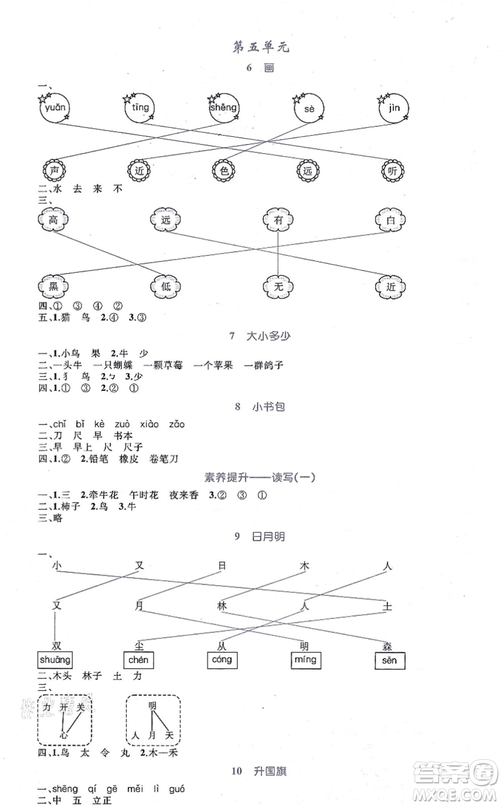 知識(shí)出版社2021小學(xué)同步測(cè)控全優(yōu)設(shè)計(jì)超人天天練一年級(jí)語(yǔ)文上冊(cè)RJ人教版答案