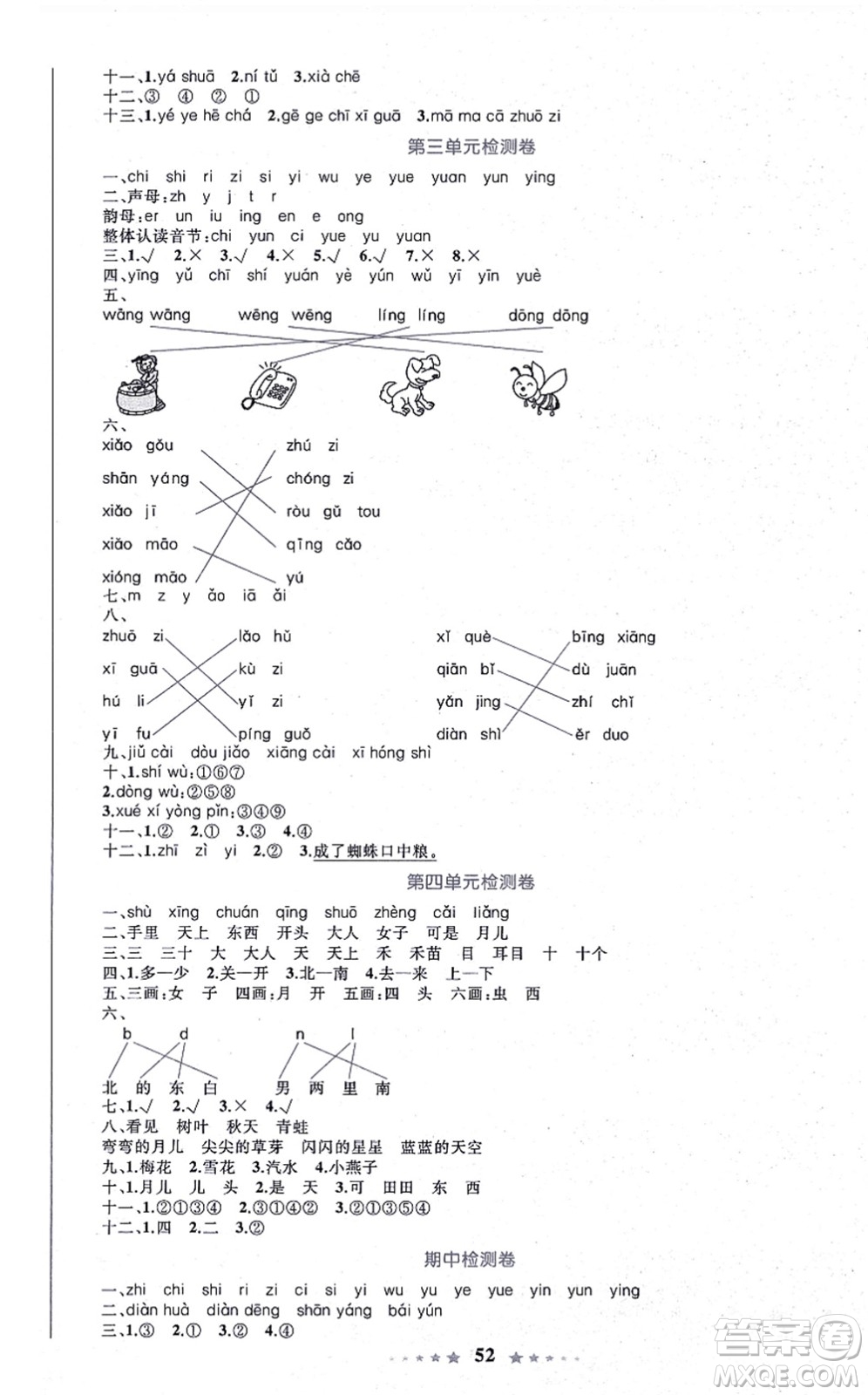 知識(shí)出版社2021小學(xué)同步測(cè)控全優(yōu)設(shè)計(jì)超人天天練一年級(jí)語(yǔ)文上冊(cè)RJ人教版答案