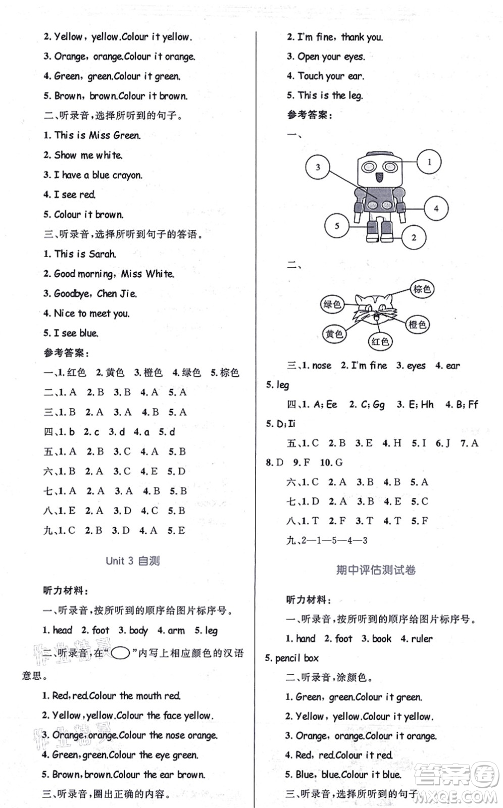 知識(shí)出版社2021小學(xué)同步測(cè)控全優(yōu)設(shè)計(jì)超人天天練三年級(jí)英語(yǔ)上冊(cè)RJ人教版答案