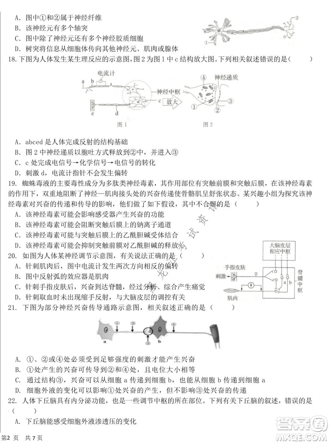 哈爾濱市第六中學(xué)2020級(jí)上學(xué)期期中考試高二生物試題及答案