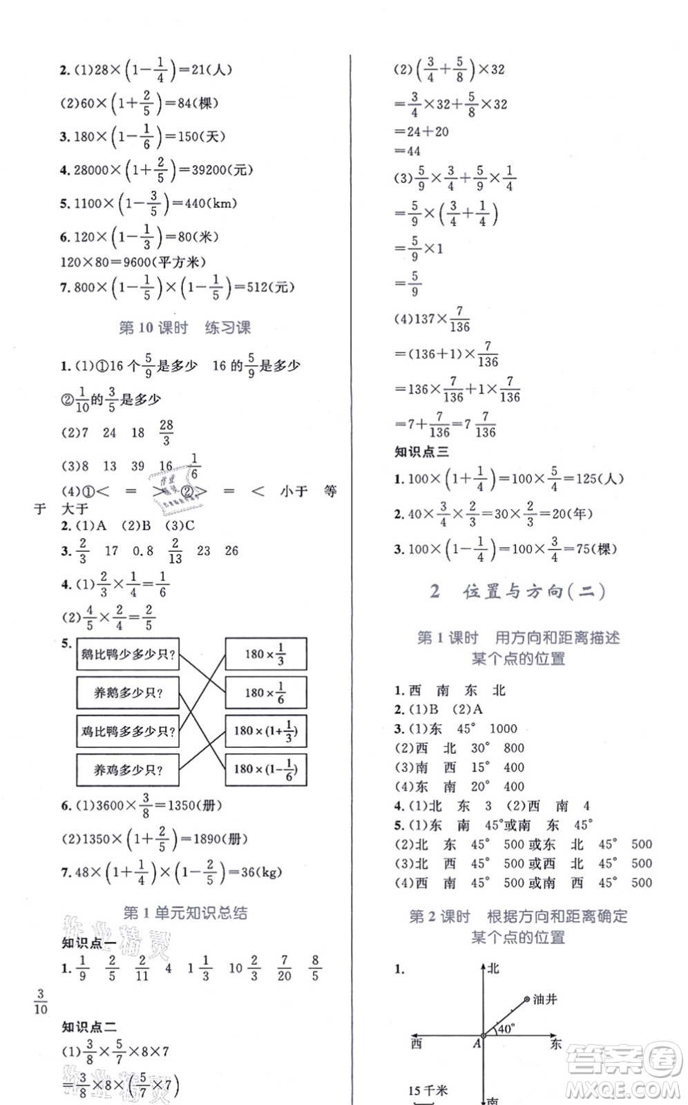 知識出版社2021小學(xué)同步測控全優(yōu)設(shè)計超人天天練六年級數(shù)學(xué)上冊RJ人教版答案