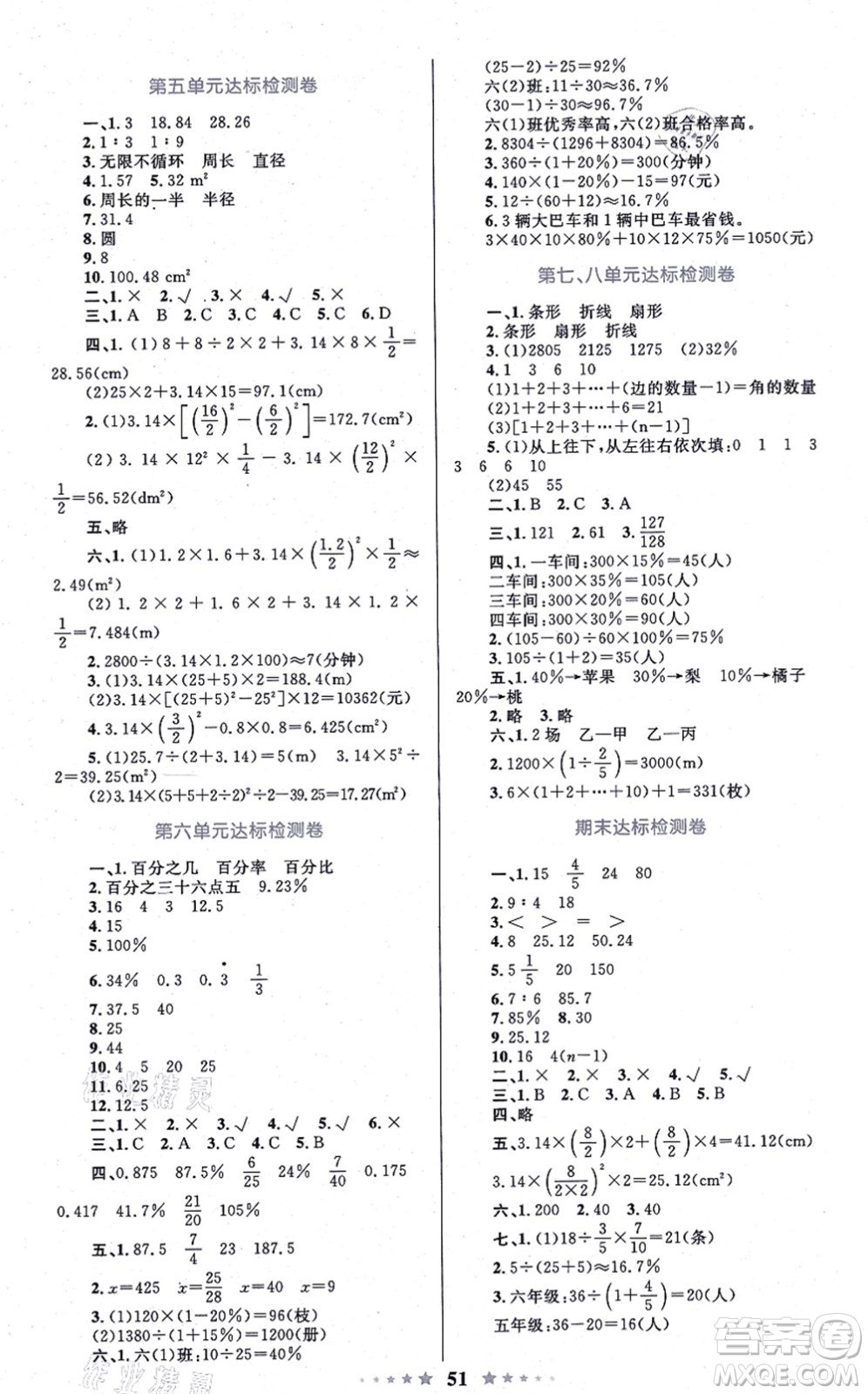 知識出版社2021小學(xué)同步測控全優(yōu)設(shè)計超人天天練六年級數(shù)學(xué)上冊RJ人教版答案