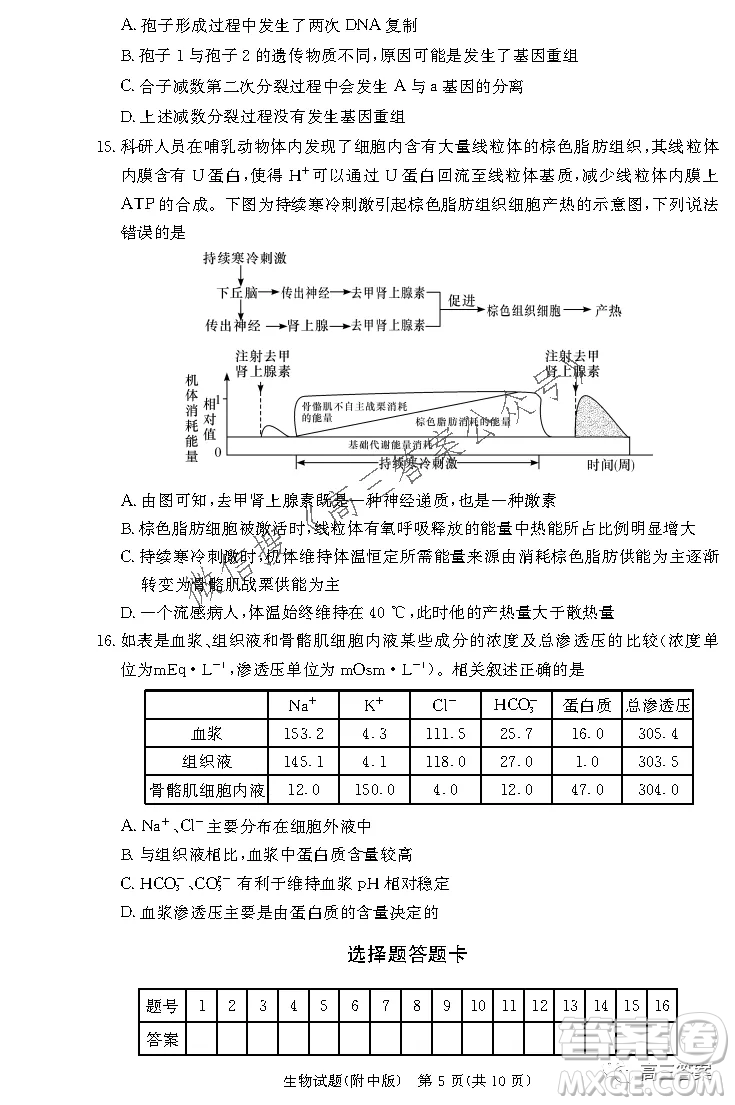 炎德英才大聯(lián)考湖南師大附中2022屆高三月考試卷三生物試題及答案