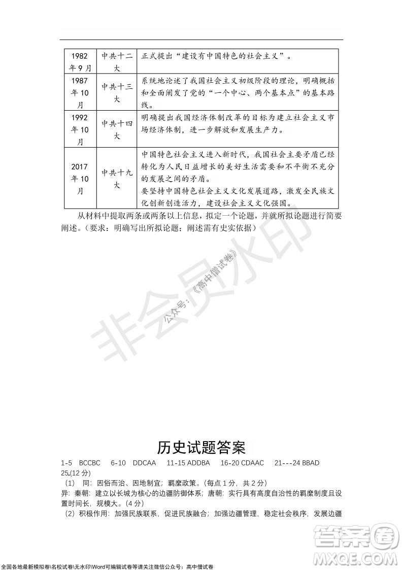 2022屆遼寧六校高三上學(xué)期期中聯(lián)考?xì)v史試題及答案