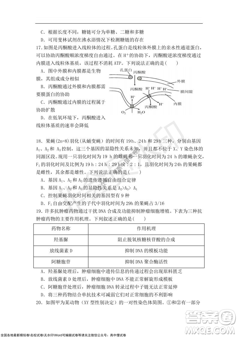 2022屆遼寧六校高三上學(xué)期期中聯(lián)考生物試題及答案