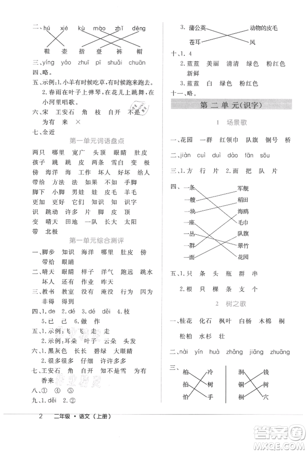 內(nèi)蒙古少年兒童出版社2021細(xì)解巧練二年級(jí)語(yǔ)文上冊(cè)人教版參考答案