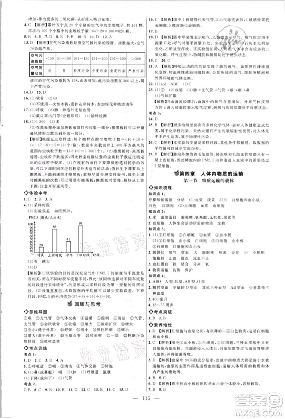 內(nèi)蒙古少年兒童出版社2021細解巧練七年級生物上冊魯教版參考答案