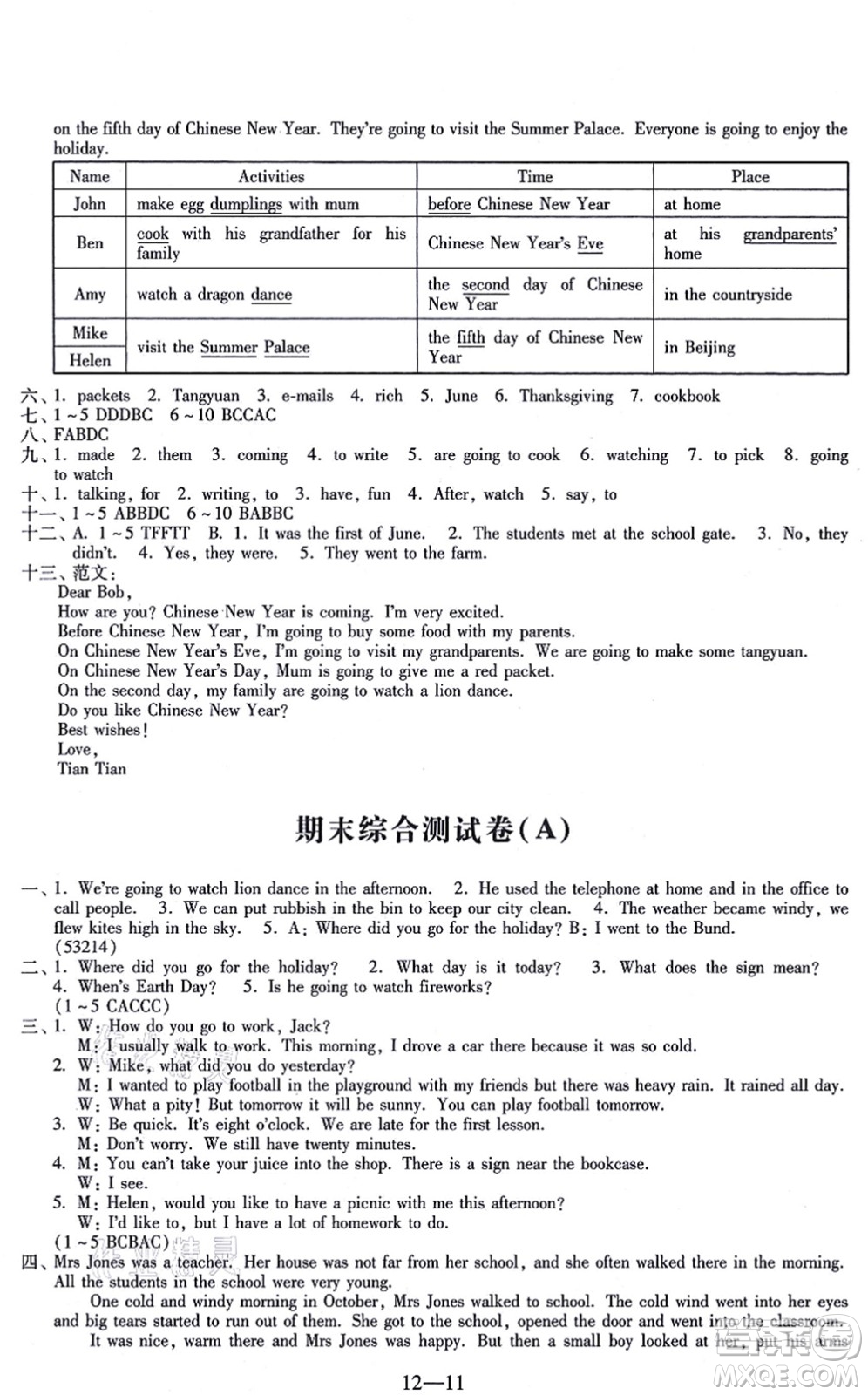 江蘇鳳凰科學(xué)技術(shù)出版社2021同步練習(xí)配套試卷六年級英語上冊人教版答案