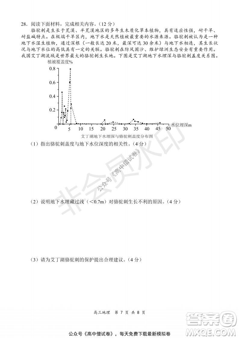 2021-2022學(xué)年上學(xué)期全國(guó)百?gòu)?qiáng)名校領(lǐng)軍考試高三地理試題及答案