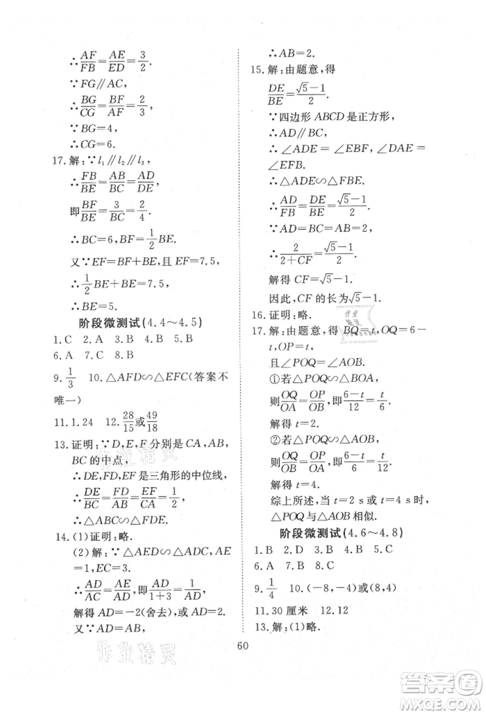 延邊教育出版社2021暢行課堂九年級(jí)數(shù)學(xué)上冊(cè)北師大版參考答案