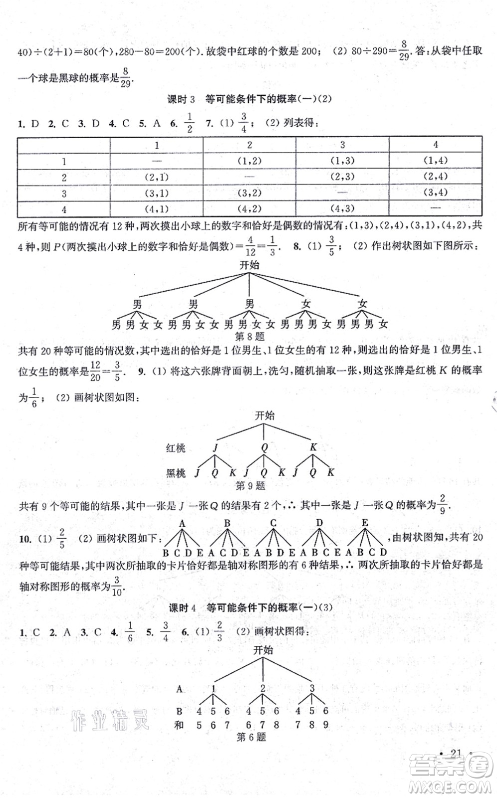 安徽人民出版社2021高效精練九年級數(shù)學(xué)上冊江蘇科技版答案