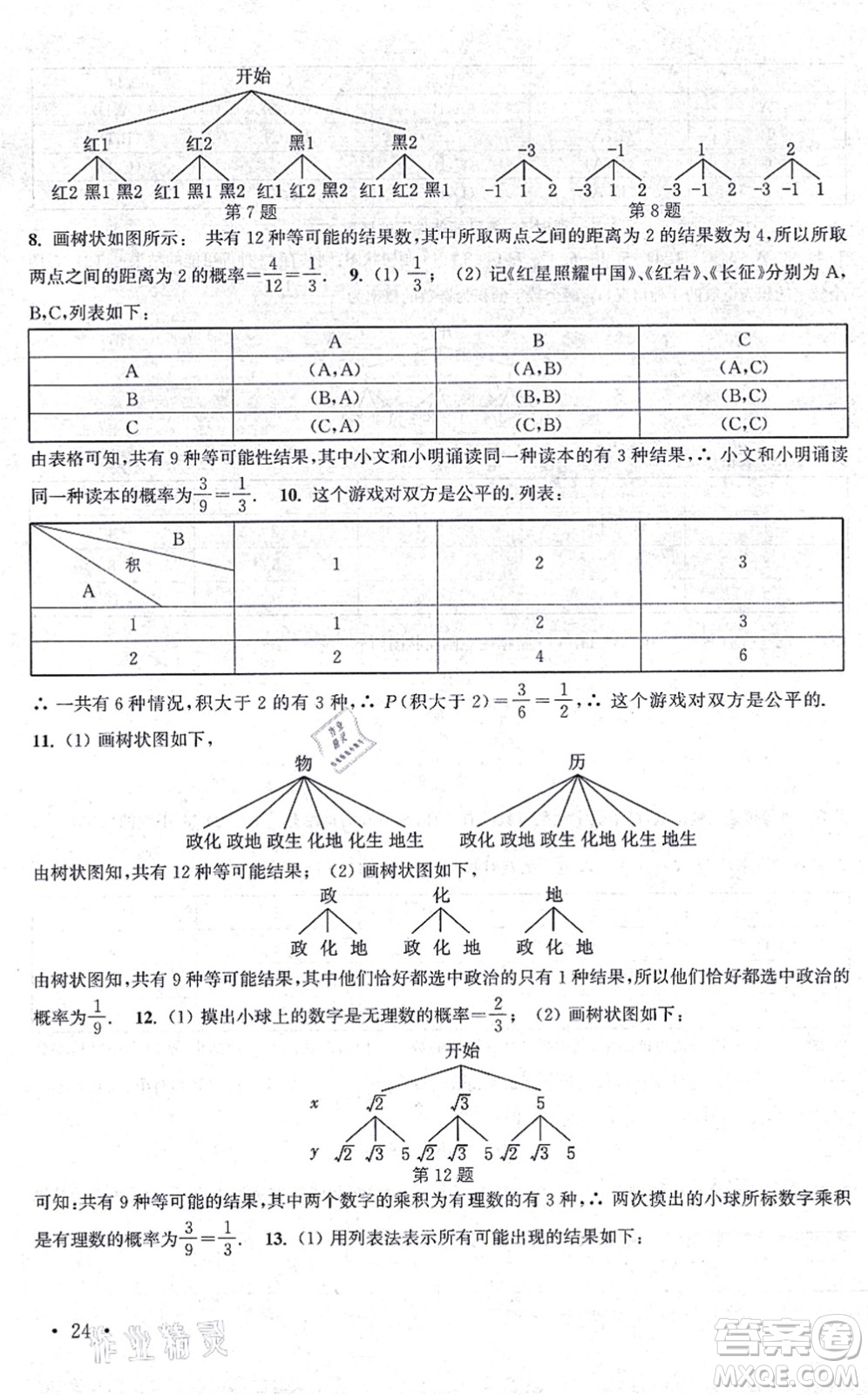 安徽人民出版社2021高效精練九年級數(shù)學(xué)上冊江蘇科技版答案