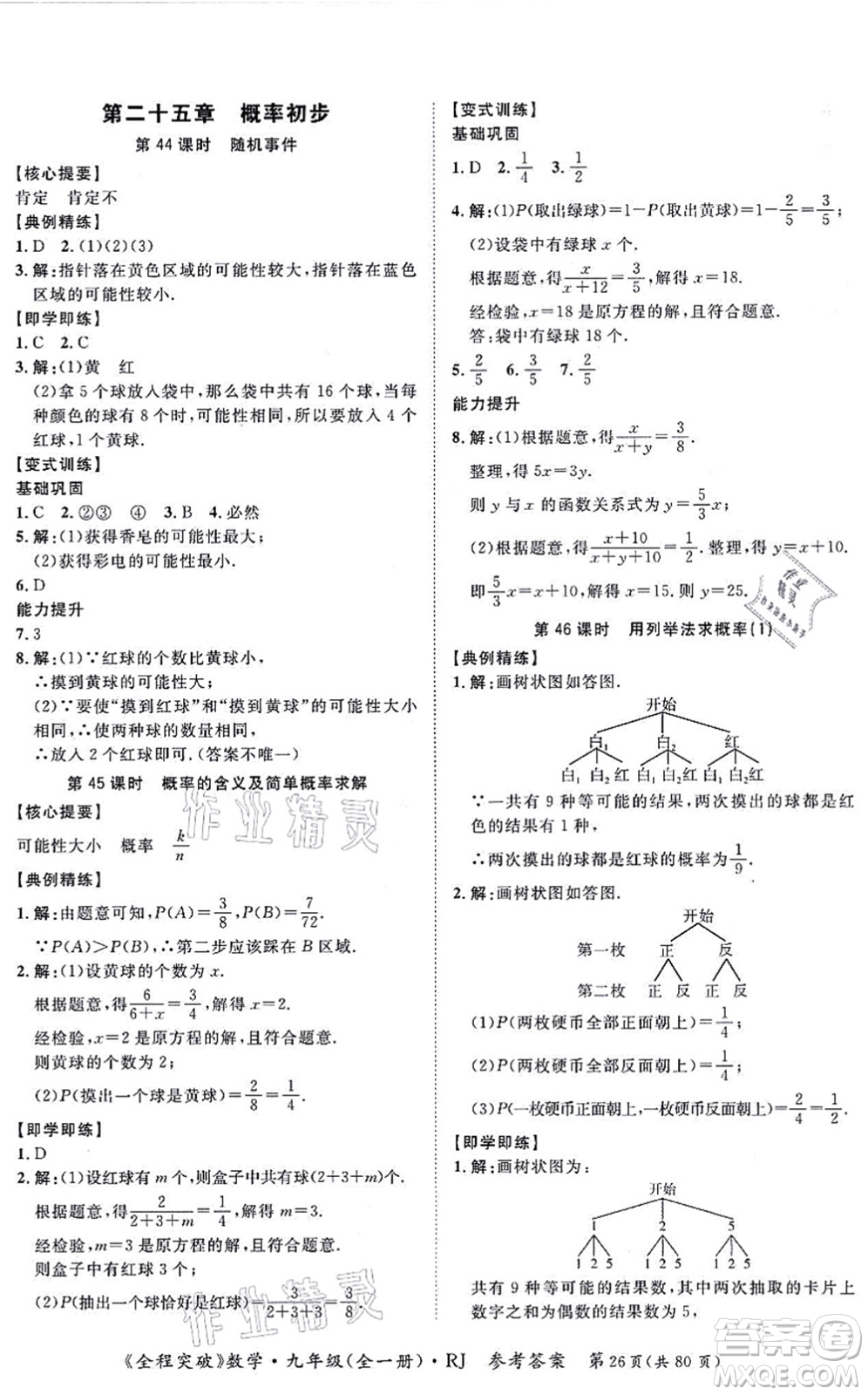 延邊大學(xué)出版社2021思而優(yōu)教育全程突破九年級(jí)數(shù)學(xué)全一冊R人教版答案