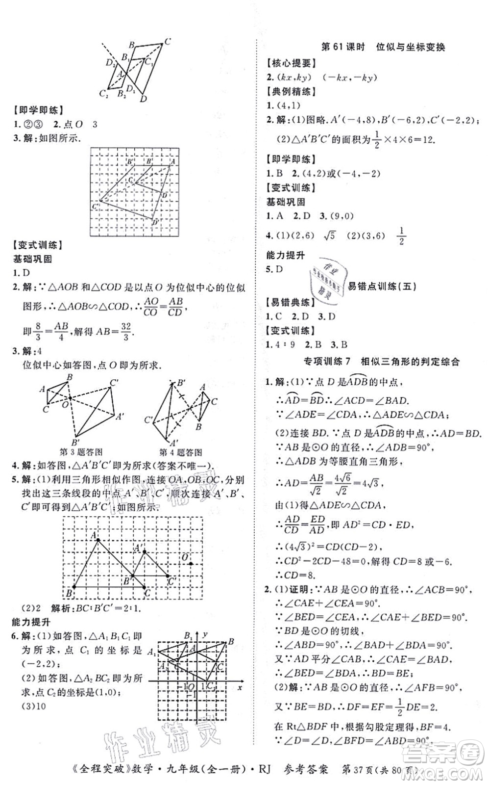 延邊大學(xué)出版社2021思而優(yōu)教育全程突破九年級(jí)數(shù)學(xué)全一冊R人教版答案