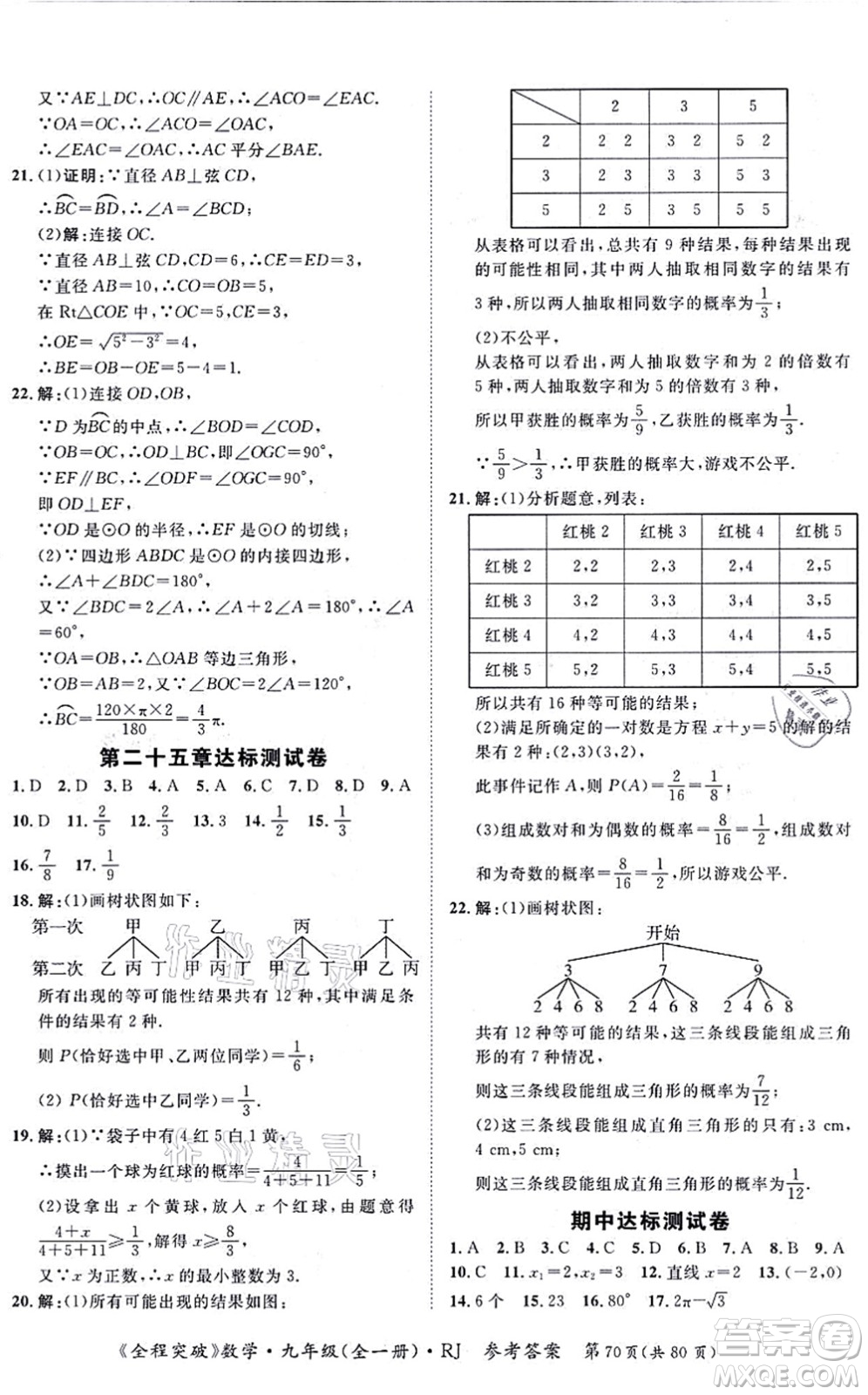 延邊大學(xué)出版社2021思而優(yōu)教育全程突破九年級(jí)數(shù)學(xué)全一冊R人教版答案