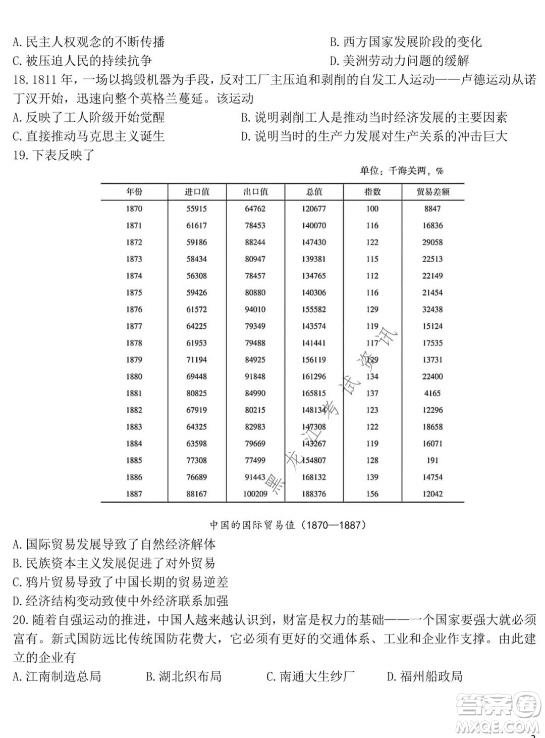 東北師大附中2021-2022高三上學(xué)期第二次摸底考試歷史試題及答案