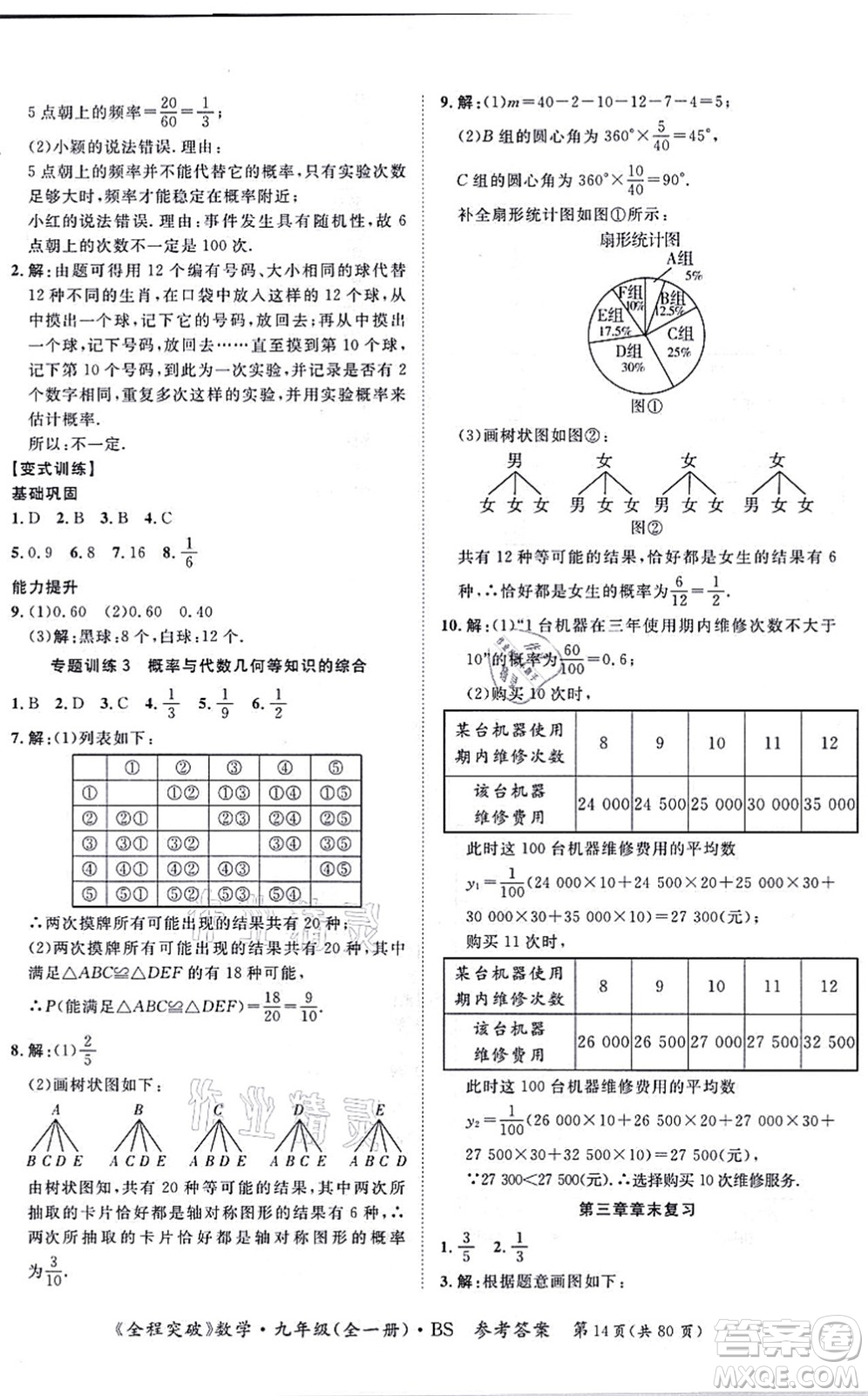 延邊大學(xué)出版社2021思而優(yōu)教育全程突破九年級(jí)數(shù)學(xué)全一冊BS北師版答案