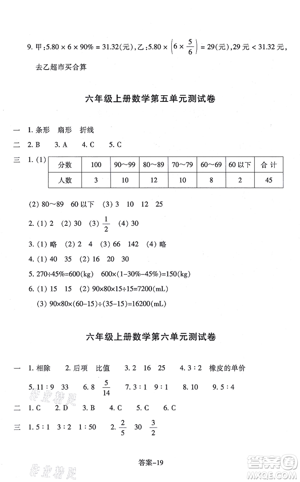 浙江少年兒童出版社2021每課一練六年級(jí)數(shù)學(xué)上冊(cè)B北師大版麗水專版答案