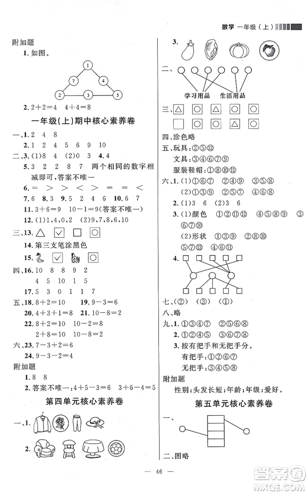 延邊大學(xué)出版社2021點(diǎn)石成金金牌每課通一年級數(shù)學(xué)上冊北師大版大連專版答案