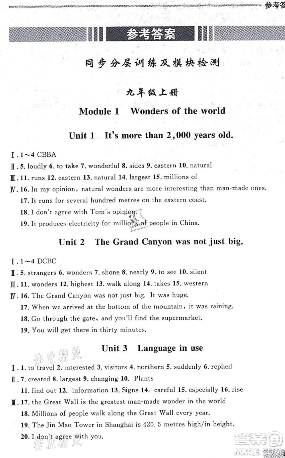 延邊大學(xué)出版社2021點(diǎn)石成金金牌每課通九年級(jí)英語(yǔ)全一冊(cè)外研版大連專版答案