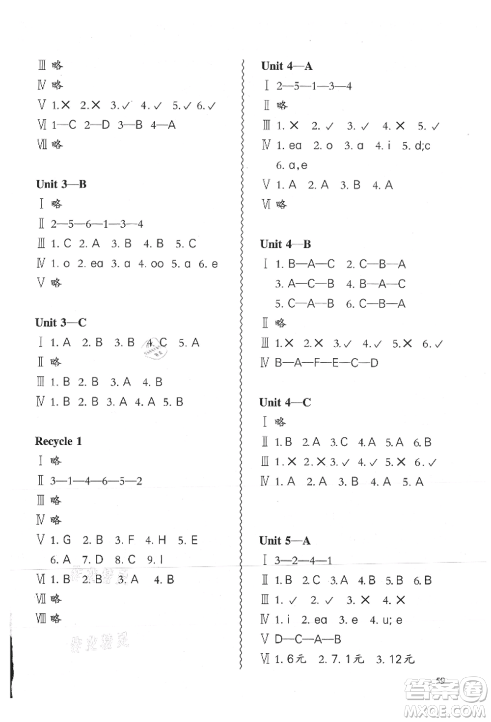 合肥工業(yè)大學出版社2021小學英語課堂練習三年級上冊人教版參考答案