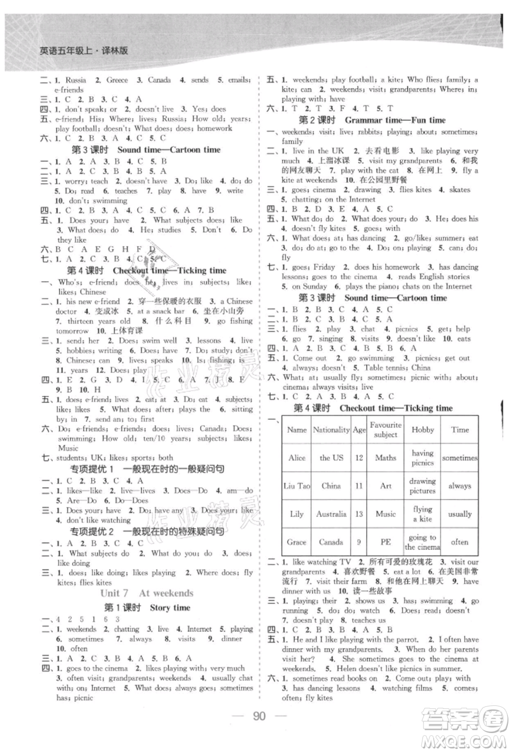 北方婦女兒童出版社2021金色課堂課時(shí)作業(yè)本五年級英語上冊江蘇版提優(yōu)版參考答案