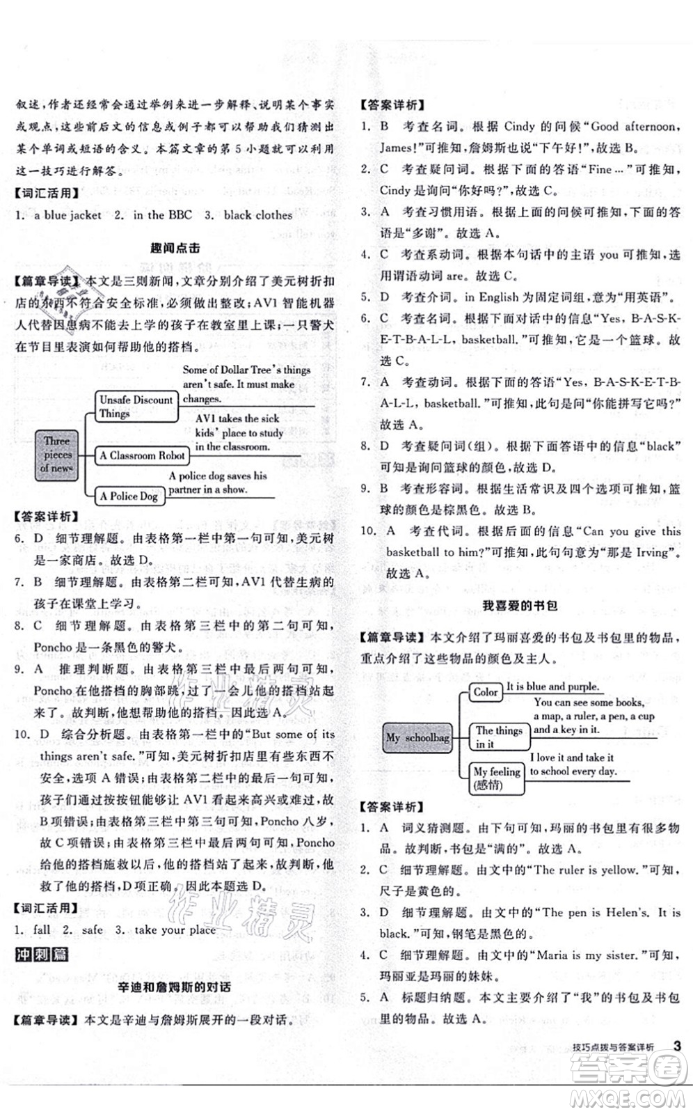 陽光出版社2021練就優(yōu)等生七年級(jí)英語上冊RJ人教版答案