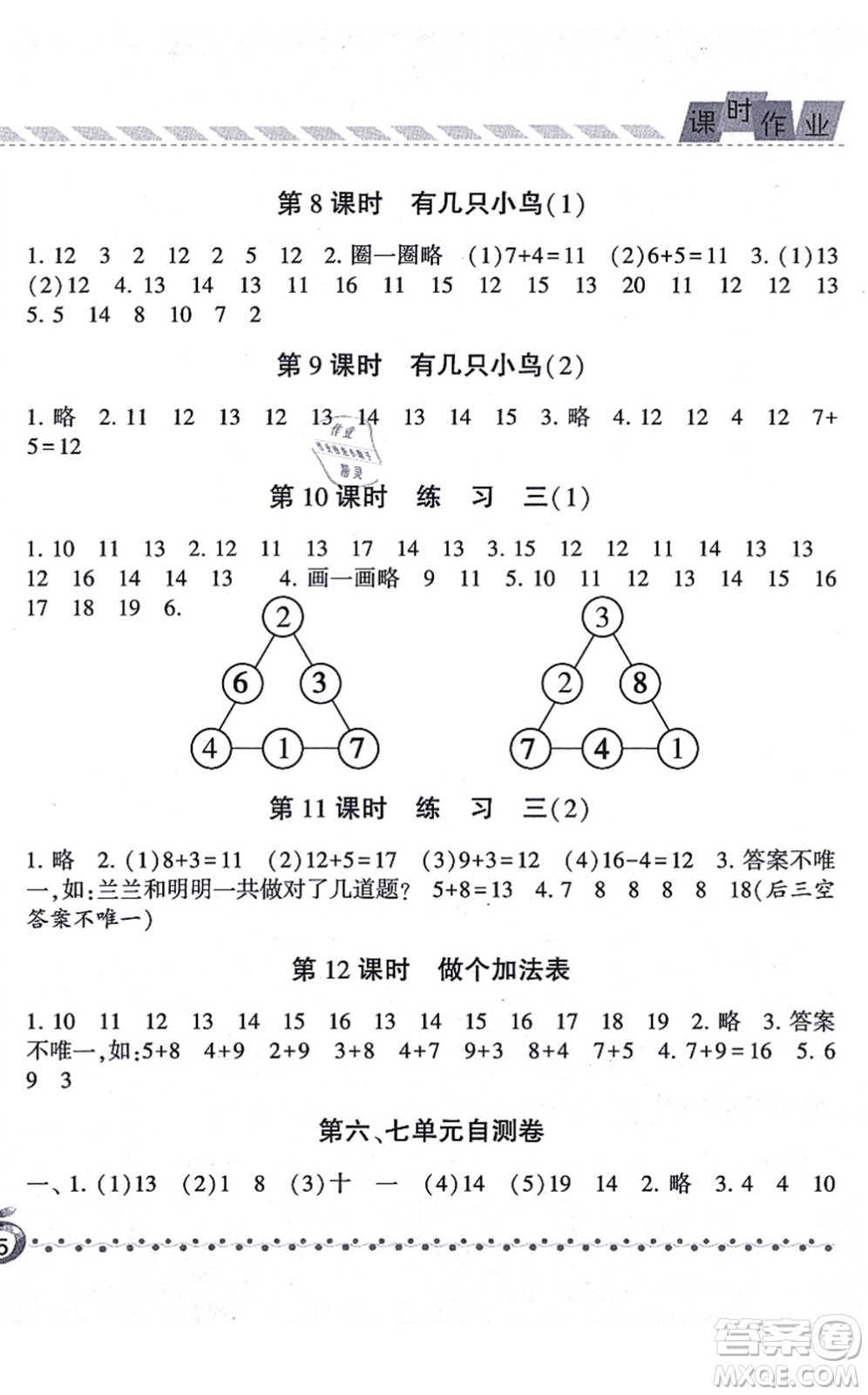 寧夏人民教育出版社2021經(jīng)綸學典課時作業(yè)一年級數(shù)學上冊BS北師版答案