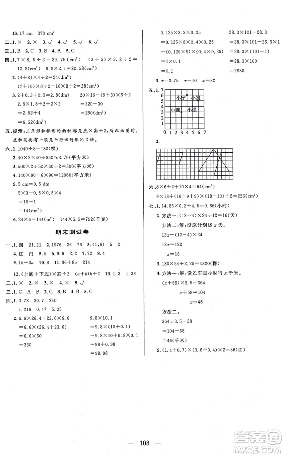 安徽人民出版社2021簡易通小學(xué)同步導(dǎo)學(xué)練五年級(jí)數(shù)學(xué)上冊(cè)RJ人教版答案