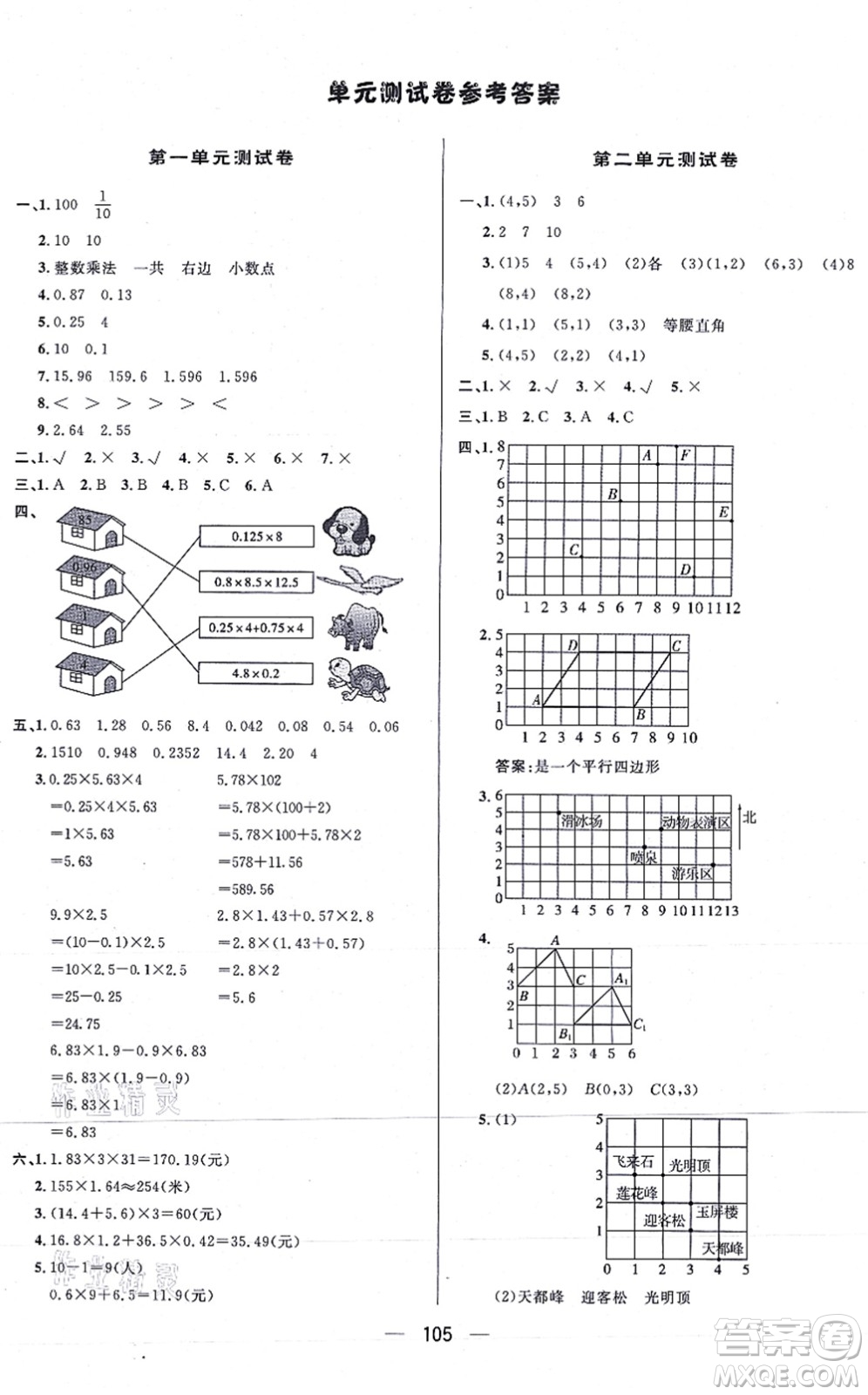 安徽人民出版社2021簡易通小學(xué)同步導(dǎo)學(xué)練五年級(jí)數(shù)學(xué)上冊(cè)RJ人教版答案