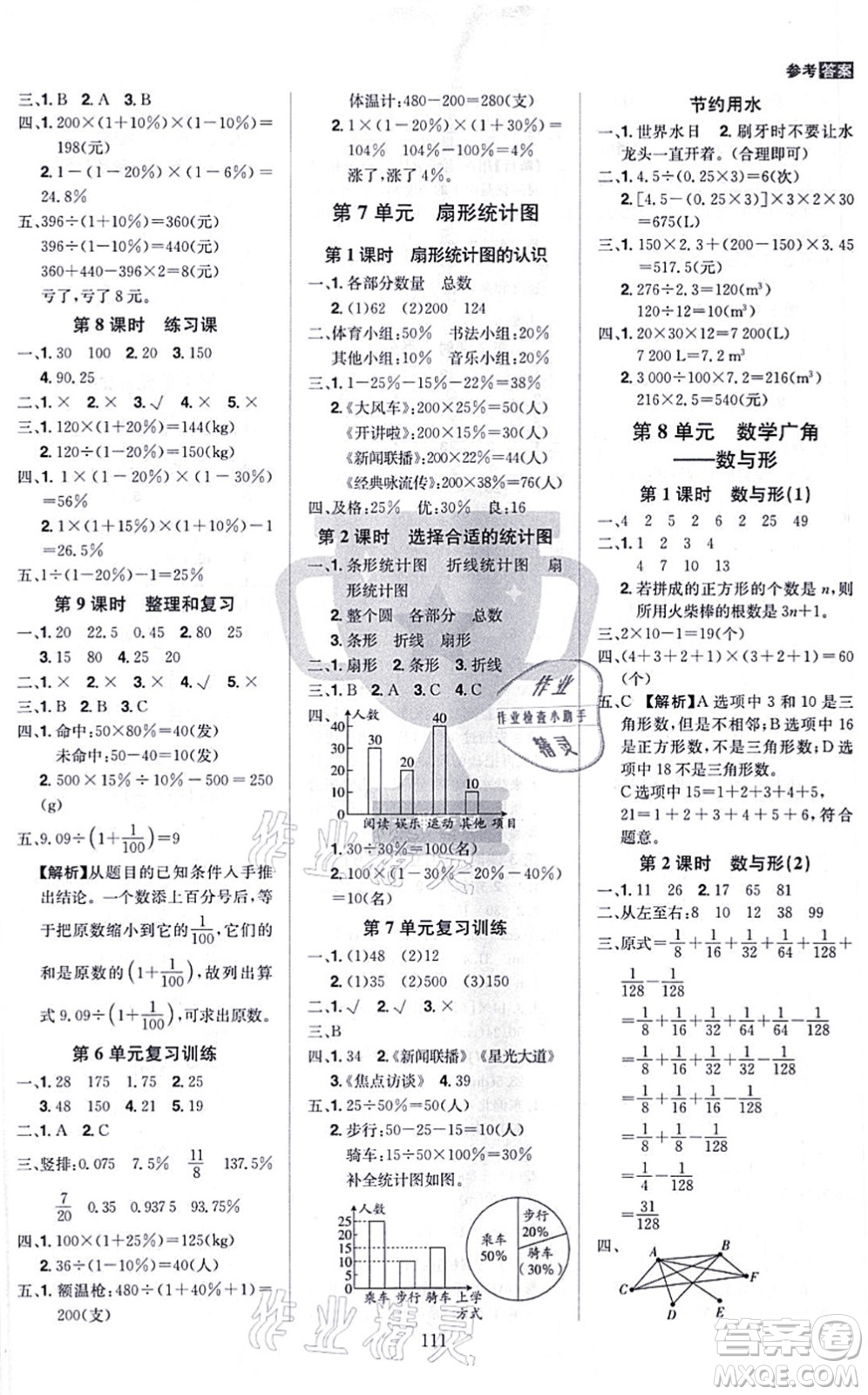 江西美術(shù)出版社2021龍門之星六年級數(shù)學(xué)上冊RJ人教版答案